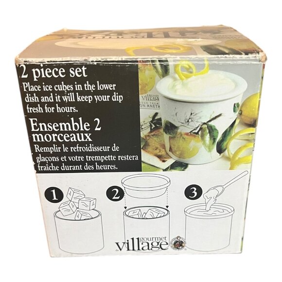 Dip Chiller Server Party Dish, 2 Piece Ceramic, Fruit Pattern by Gourmet Village - Picture 11 of 13